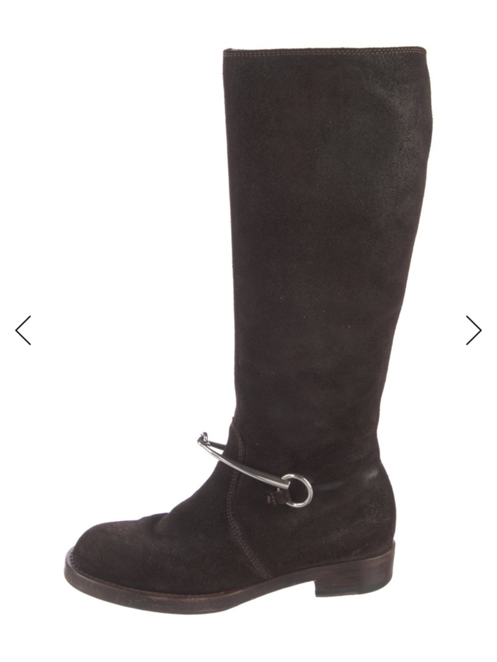 GUCCI HORSEBIT SUEDE Classic Black Suede Knee-High Boot with Silver Bit